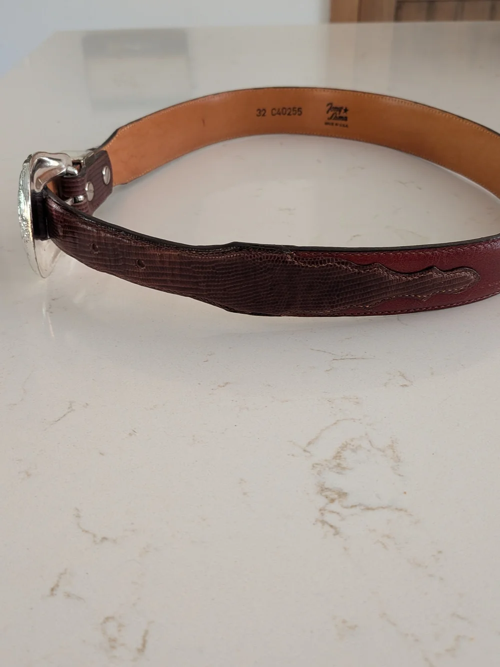 Tony Lama Tegu Lizard Belt 32